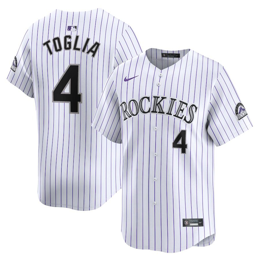 Men Colorado Rockies #4 Michael Toglia Nike White Home Limited Player MLB Jersey->customized mlb jersey->Custom Jersey
